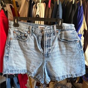 pistola Light Blue High-Rise Denim Shorts with Raw Hem
